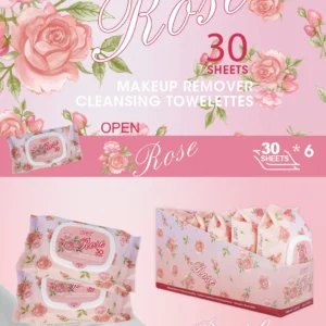 30-Piece Rose Makeup Remover With Cover - TOALLITA DESMAQUILLANTE ROSA