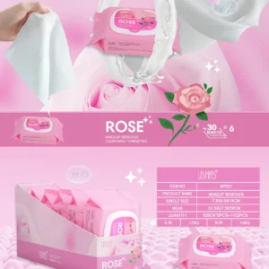 30-Piece Rose Makeup Remover With Cover - TOALLITAS DESMAQUILLANTES ROSA