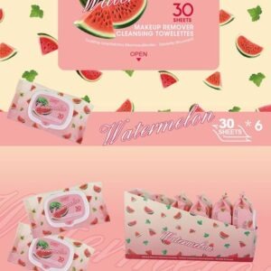 30 sheets watermelon
  with lid makeup remover wipes