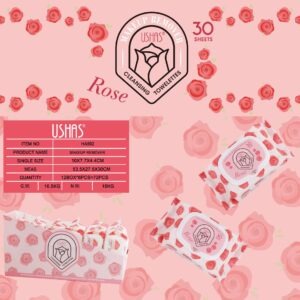 30 sheets rose with lid makeup remover wipes