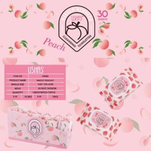 30 sheets peach with lid makeup remover wipes