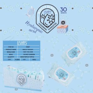 30 sheets hyaluronic acid
  with lid makeup remover wipes